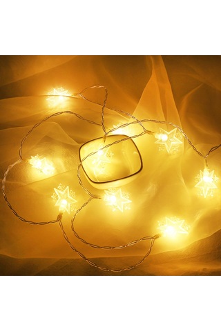 Geeksen Yıldız Desenli 1.5m 10 Led Noel Dekorasyon Işığı, 2xaa Pil, Sürekli Aydınlatma, Islak Beyaz Işık Diğer