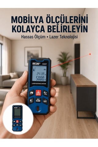 Shnstore 50 Metre Lazer Ölçüm Cihazı Alan Ve Mesafe Hesaplama Yeni Nesil Shntknd0720 Diğer