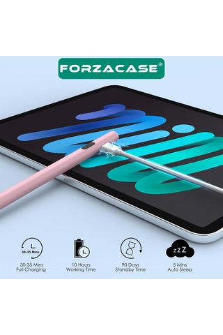 Forzacase Apple Uyumlu iOS Android Tablet Ve Telefonlar İle Led Göstergeli Dokunmatik Kalem Pembe - Fc1161 Pembe
