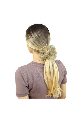 Saçlı Lastikli Topuz Toka / Karamel Platin Röfleli - Pyrz-462388
