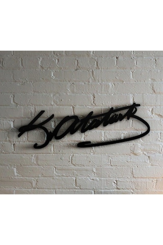 Dekoratif Ahşap Kesim Atatürk İmzası Duvar Ev Ofis Dekoru Süs