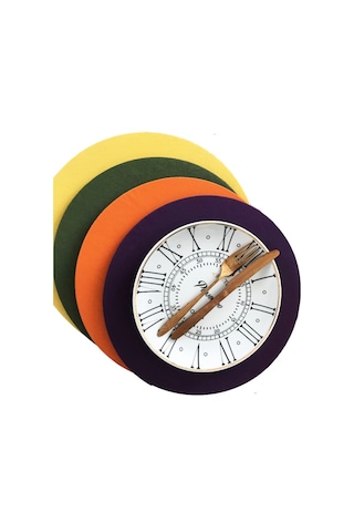 Country Farm Horoz Runner Runner Ve 4'lü Renkli Kumaş Supla Çok Renkli