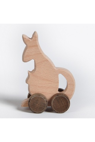 Ahşap El Yapımı Montessori Kanguru: Doğal Tekerlekli Oyuncak
