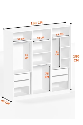 Ae-2115 Kale Sonomo Gardırop 6 Kapaklı, 4 Çekmeceli, 3 Askılıklı,