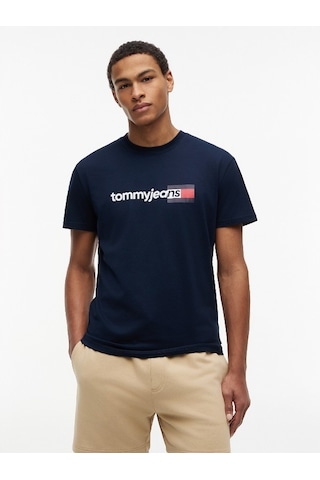 Tommy Hilfiger Tjm Reg Entry Dna Ss Tee Erkek Mavi T-shirt - Dm0dm23406