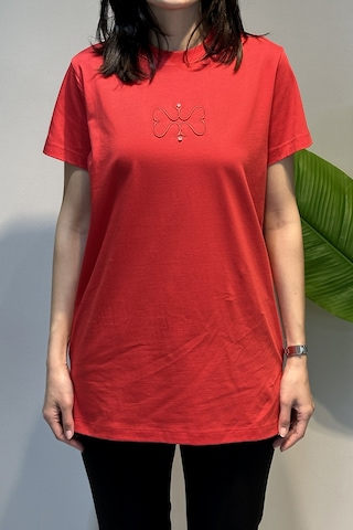 Missemramiss Pamuklu Nakışlı Tshirt Tunik 5360 Kırmızı