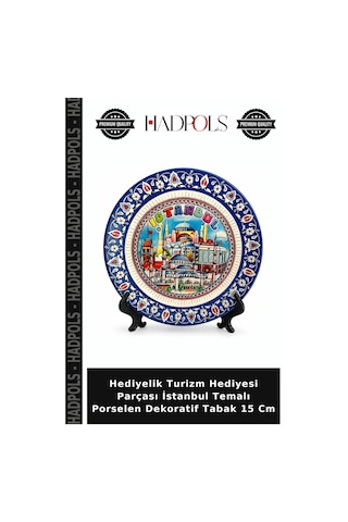 Hediyelik Turizm Hediyesi Parçası İstanbul Temalı Porselen Dekoratif Tabak 15 Cm