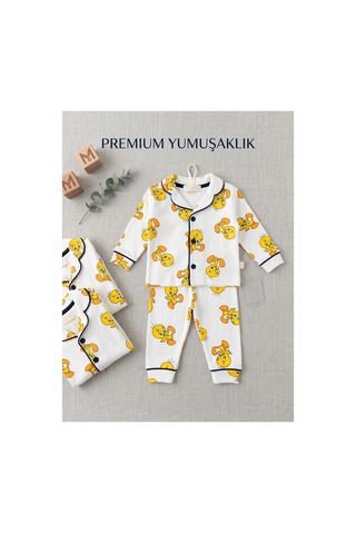 Deniva Kids Tweety Desenli Unisex Bebek Pijama Takımı Beyaz