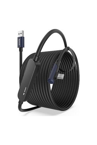 10 M Usb-c Vr Kablo Quest2/quest Pro/pico 4 Uyumlu Yüksek Hızlı Bağlantı Kablosu Siyah