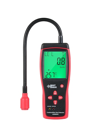 Smart Sensor Akıllı Sensör Portatif Yanıcı Gazlar Kaçak Dedektörü Siyah Kırmızı