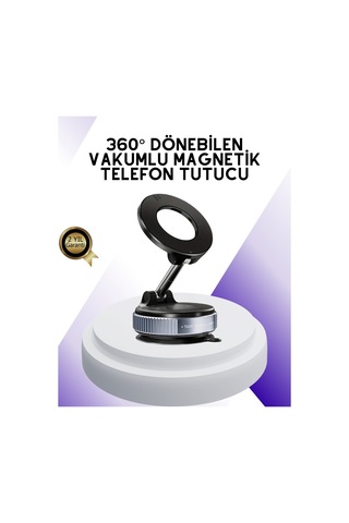 Manyetik Araç Telefon Tutucu 360 Derece Dönebilen Vakumlu Stand - Lisinya Standart