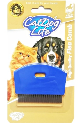 Catdoglife Orta ve Kısa Tüylü Kedi Bit Pire Dış Parazit Tarağı Mavi