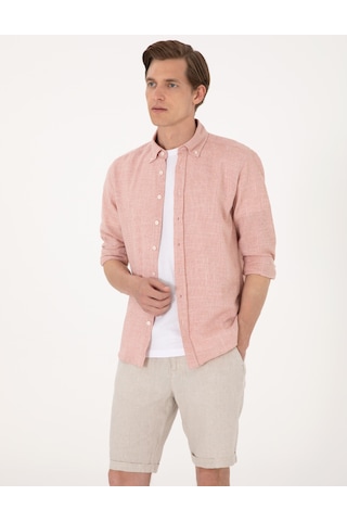 Pierre Cardin Erkek Mercan Gömlek Desenli 50307133-vr186 Mercan