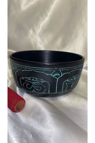 Tibet Çanağı Çanı Kasesi Meditasyon Yoga Singing Bowl 7 Element 19 Cm Çap Siyah Kişiye Özel Frekans