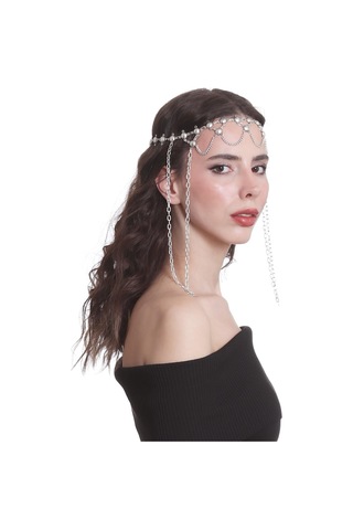 Labalaba Kadın Antik Gümüş Kaplama Zincirli Tasarım Saç Zinciri Gümüş