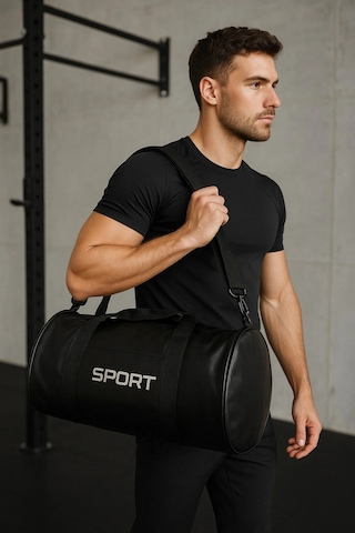 Suni Deri Unisex Askılı Silindir Spor Çantası Fitness Çantası Çok Renkli