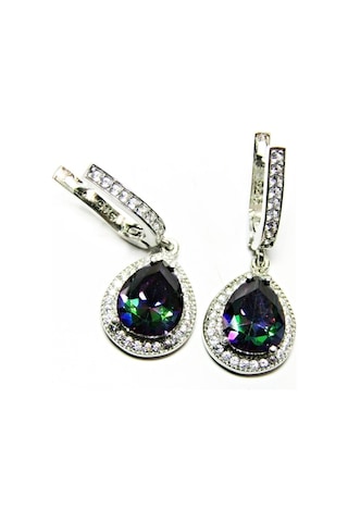 925 Ayar Gümüş Mistik Topaz Taşlı Damla Kadın Kolye