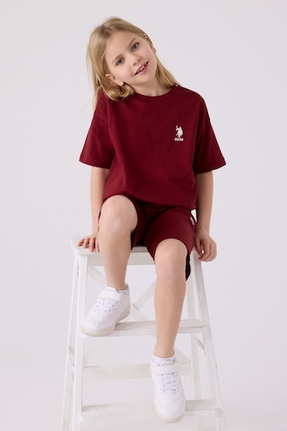 U.S. Polo Assn. Kız Çocuk Bordo Bermuda Takım Bordo