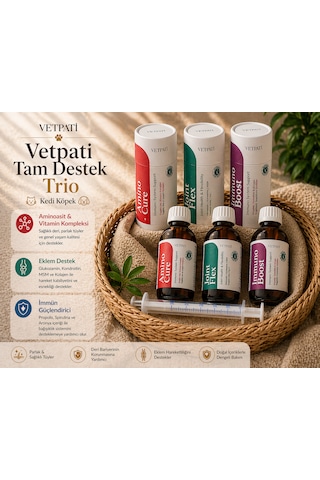 Tam Destek Trio Kedi Köpek Aminoasit & Vitamin Kompleksi + Eklem Destek + Propolis & Spirulina İçeren Takviye Seti Tam Destek Trio Kedi Köpek Aminoasit & Vitamin Kompleksi + Eklem Destek + Propolis & Spirulina İçeren Takviye Seti