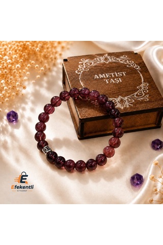 Ametist Taşlı Bileklik Ahşap Kutulu Çok Renkli