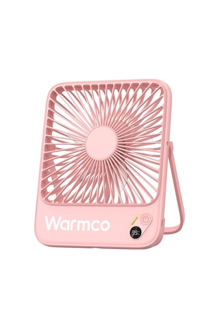 Warmco D3 10000mah Şarjlı Masaüstü Vantilatör Dijital Göstergeli Taşınabilir Powerbank Soğutucu Fan Pembe