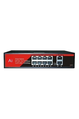 Ezcool EZ-08PSF 8XFE+2XFE Yönetilemez Poe Switch 120W