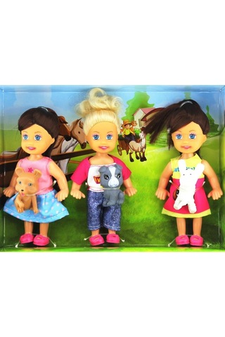 Cute Girl Mini Bebek Ve Evcil Hayvan Üçlü Set Nhr