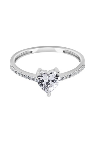 Diamond Line - Gülaylar - Beyaz Altın 8 Ayar Kalp Yüzük (527305077)