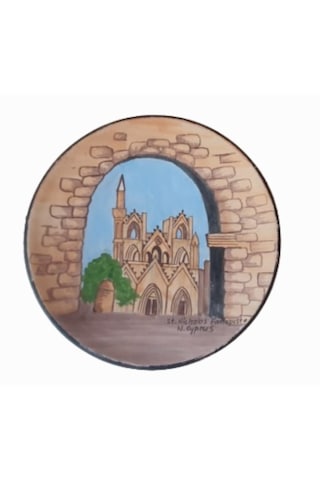 St. Nicholos Katedralı El Boyama Pişmiş Toprak Duvar Tabaği 16