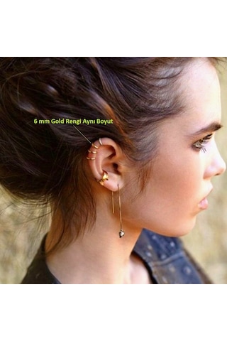 6 Mm Hologram Cerrahi Çelik Düz Halka Tragus Piercing Helix Kıkır Renkli