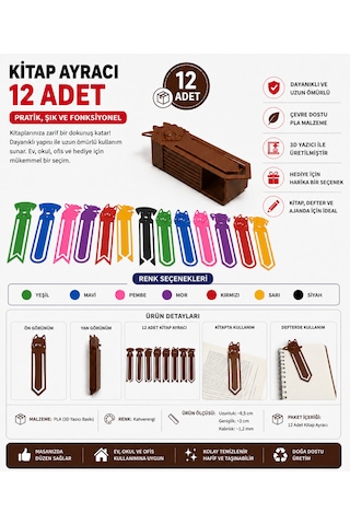 3d Baskı 12li Kitap Ayracı 3d Baskı 12li Kitap Ayracı
