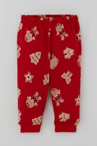 Breeze Kız Bebek Pijama Takımı Sevimli Kurabiye Bebek & Fiyonk Desenli Önden Çıtçıtlı 4 Ay - 1 Yaş , Kırmızı