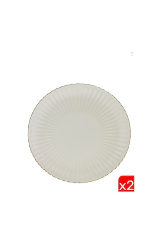 Kütahya Porselen Bone Luz Altın File Servis Tabağı 27cm 2 Li Çok Renkli