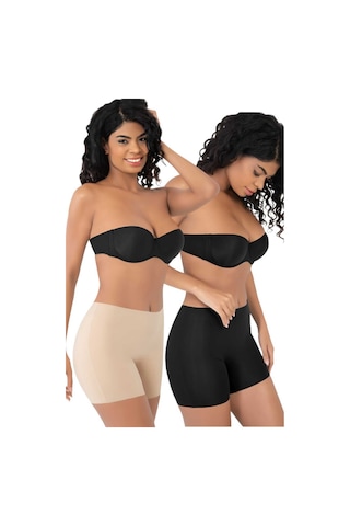 Uniquetrenders Kadın Lazer Kesim Ve Toparlayıcı Yüksek Bel Boxer Korse 2'li Set Siyah - Ten Rengi