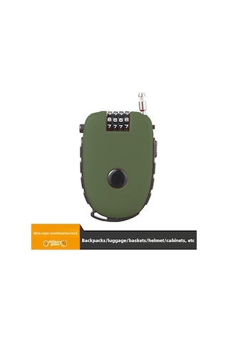 Geeksen Askeri Yeşil Motosiklet Kask Kilit - 4 Basamaklı Şifreli Genişletilebilir Çelik Tel, Elektrikli Bisiklet Ve Bagaj İçin Anti Hırsızlık C32 Tipi