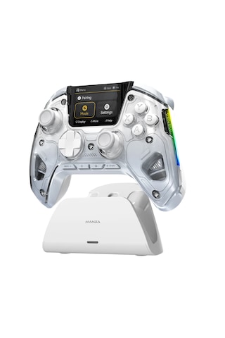 Manba One Kablosuz Gamepad Beyaz 2 Ekran, Manyetik Stand, Pc/switch/android/Apple ios Uyumlu  Desteği