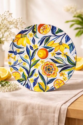 Grandora Renkli Narenciye Çiçek Desenli 6 Adet, 20 Cm Pasta, Tatlı Veya Kahvaltı Tabağı Seti Çok Renkli