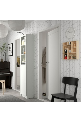 Cam/panel Kapaklı Kitaplık, Beyaz, 40x30x202 Cm Beyaz