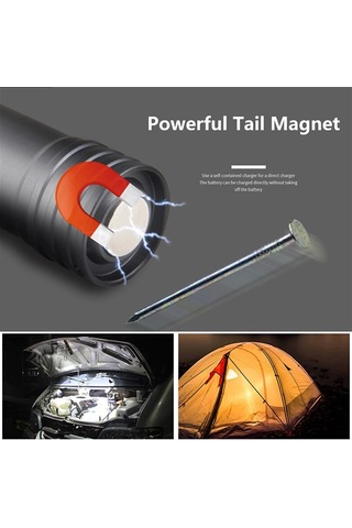 F-90 Aluminyum Kaplama Mıknatıslı Şarjlı El Feneri - 9011725524246ynt Çok Renkli