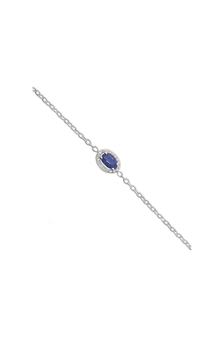 18 Ayar Altın 0.36 Karat Safir 0.05 Karat Pırlanta Bileklik Beyaz