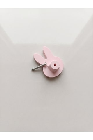 Tatlı Tavşan Dolap Kulpu - Salon ,mutfak, Cocuk Odası Kulp - Tekli Açık Pembe