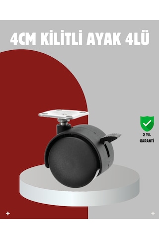 Mobilya İçin Kilitli 4 Cm Tekerlek Ayak Seti