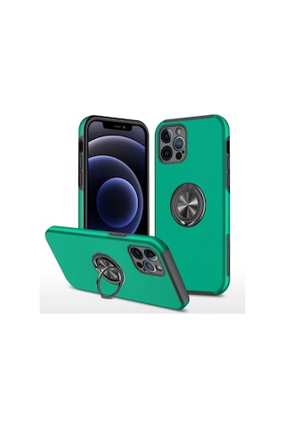 Gld-spt- Newface Apple Uyumlu iPhone 12 Pro Max Kılıf Elit Yüzüklü Kapak - Yeşil
