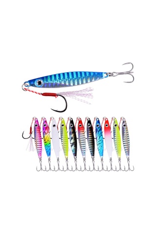 Teltree 12 Adet 17g 6cm Metal Balık Şekilli Yaban Balığı Yemi - Renkli Luya Sabit Yem, Olta Malzemesi