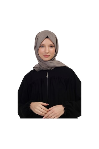 Çift Taraflı Düz Jakar Şal Parlak & Mat Dokulu, Özel Gün Şalı, Düz Renk Vizon