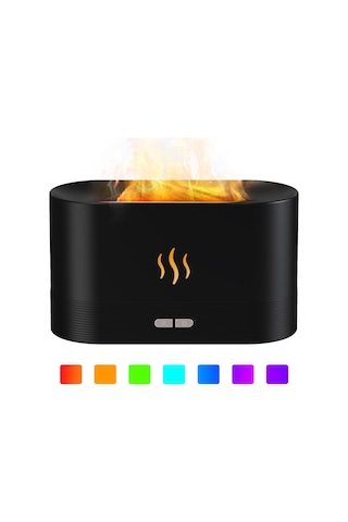 Padalink Usb Siyah Aromaterapi Buhar Makinası: 7 Renkli Ateş Işığı, Otomatik Kapatma, Ev Odası Nemlendirici Ve Parfüm Dağıtıcı