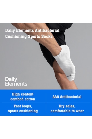 Skycity Antibakteriyel Spor Çorapları - Yüksek Kaliteli Pamuklu, Akıllı Ağ Desenli, Teri Emici, Ayak Bileği Koruyucu, Siyah M Beden Siyah