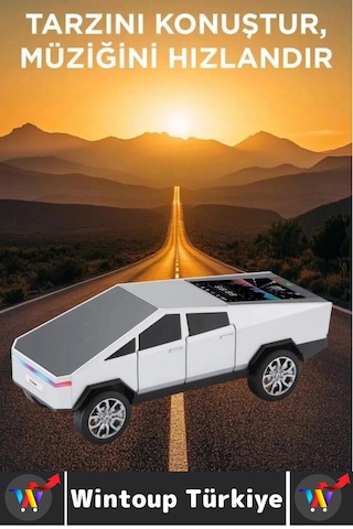 Premium Güçlü Ses Usb Aux Speaker Cybertruck Lüks Araba Tasarımlı Rgb Led Ekranlı Bluetooth Hoparlör