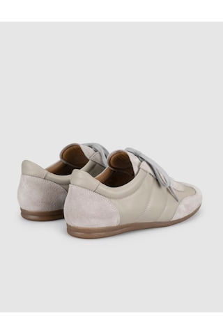 Krem Hakiki Deri Kadın Sneaker Ayakkabı
