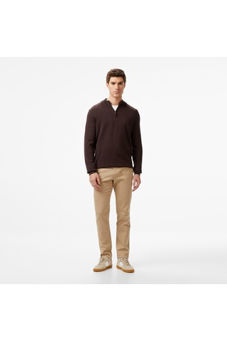 Nautica Erkek Kahverengi Classic Fit Kazak Düz S57104t Kahverengi